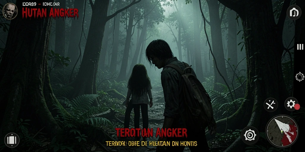 Antarmuka <strong>IDR89</strong> menampilkan atmosfer mencekam hutan angker.