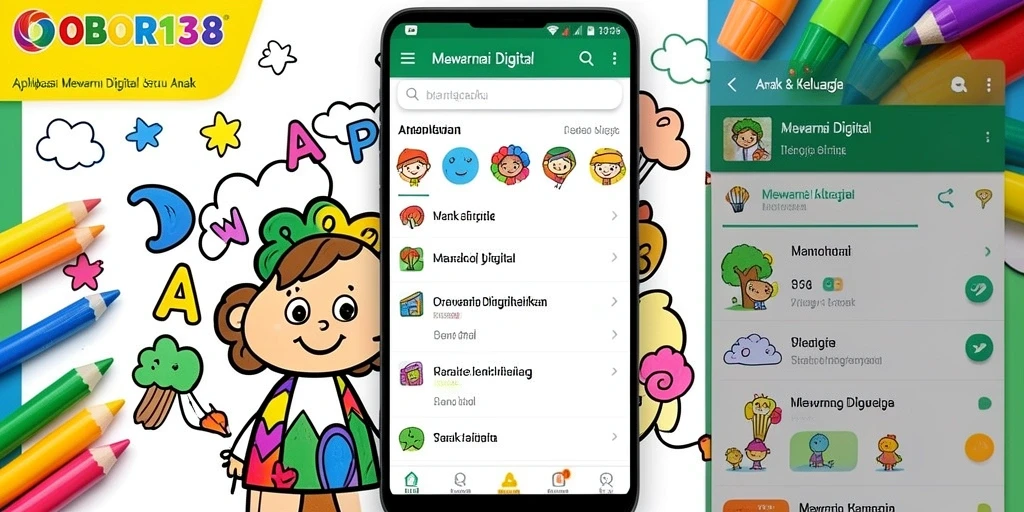 Antarmuka interaktif aplikasi Mewarnai Digital OBOR138.