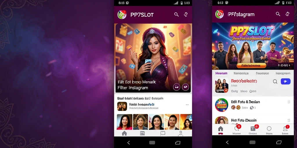 Antarmuka pengguna PP7SLOT dengan berbagai pilihan filter Instagram.