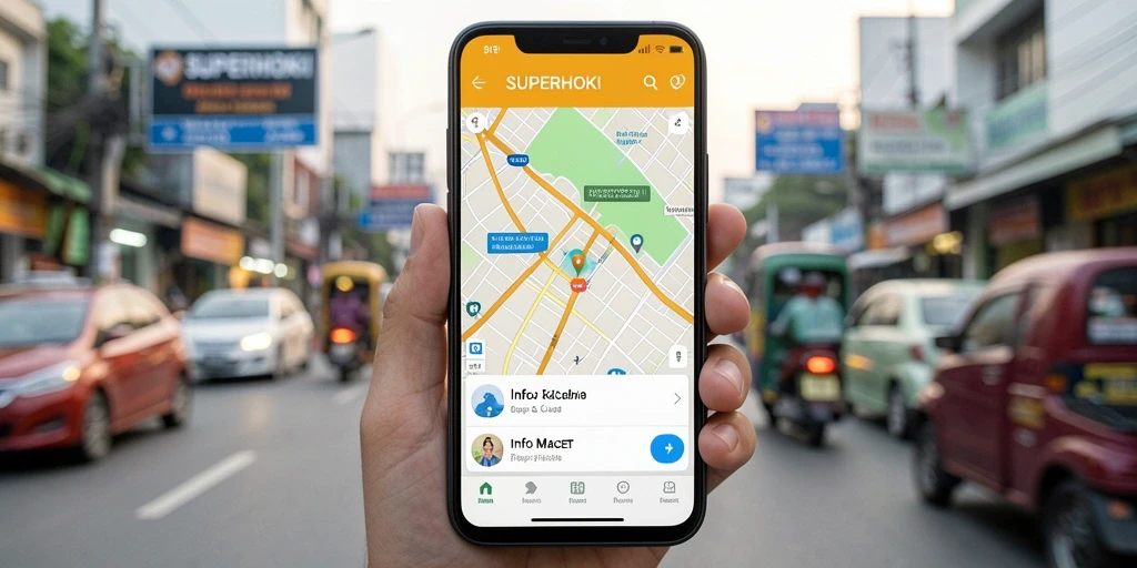 Antarmuka aplikasi SUPERHOKI menampilkan informasi kemacetan dengan jelas.